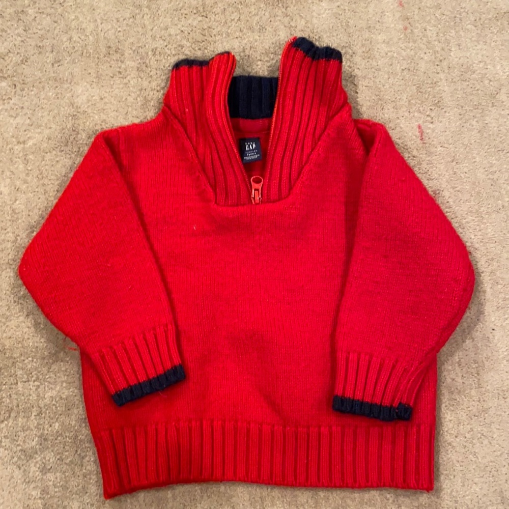 Baby Gap red half zip sweater